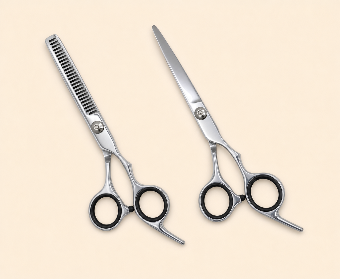 Kit Zeat de peluquería con tijera de corte y tijera de pulir de 6 pulgadas y apliques negros en las argollas
