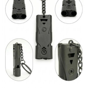 Silbato Supervivencia Tactico Edc Doble Camara Metalico Gris Oscuro