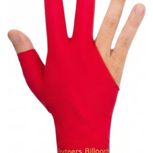 Guante 3 Dedos Para Pool Calidad Premium Para Zurdos Rojo