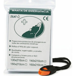 Kit Seguridad Trail Running Manta Térmica + Silbato 120db Plateado