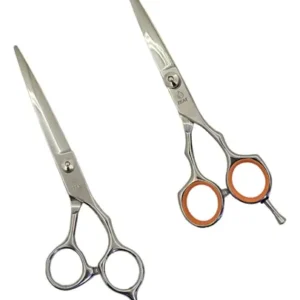 Kit 2 Tijeras Peluquería Corte Navaja Y Microdentada Plateado