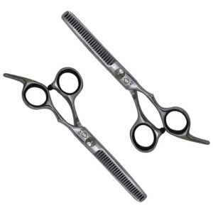 Kit Tijera Peluquería Profesional Entresacar Y Pulir 7 Plateado