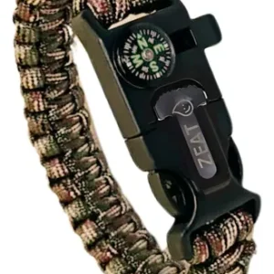 Pulsera Cuerda De Supervivencia 5 En1 Pedernal Brujula Color Verde
