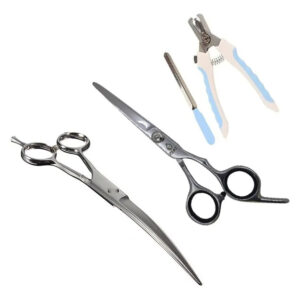 Kit 2 Tijeras Canina Tijera Curva Y Recta + Alicate Lima