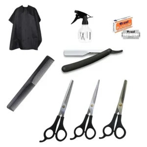 Kit Combo De Peluquería Tijeras De Corte De Pulir Accesorios Negro