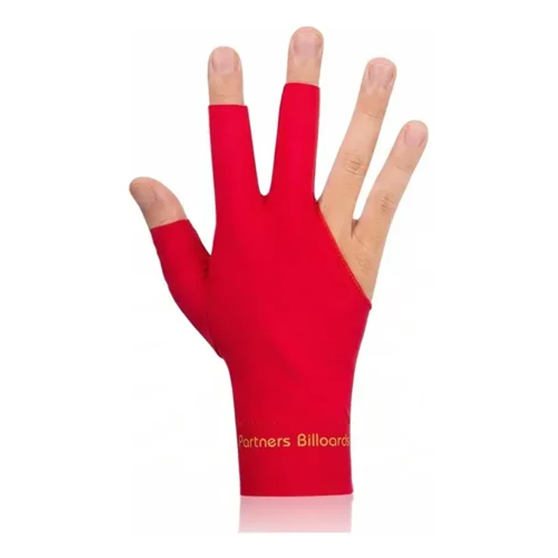 Guante 3 Dedos Para Pool Calidad Premium Para Zurdos Rojo