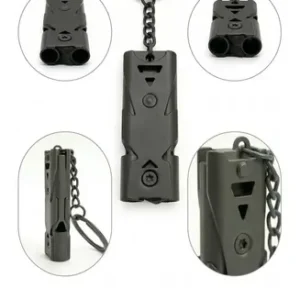 Silbato Supervivencia Tactico Edc Doble Camara Metalico Gris Oscuro