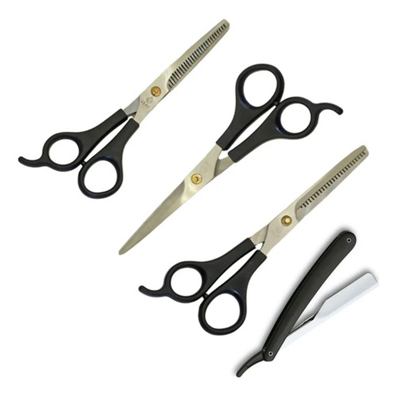 Kit 3 Tijeras Corte + Pulir + Entresacar + Navaja 5.5