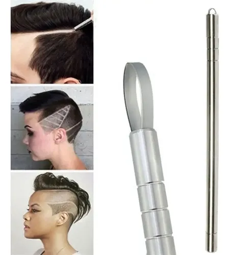 Navaja Lapiz Razor Pen Peluqueria Ó Barberia Dibujos Color Plateado - Image 2
