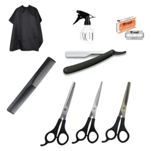 Kit Combo De Peluquería Tijeras De Corte De Pulir Accesorios Negro