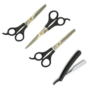 Kit 3 Tijeras Corte + Pulir + Entresacar + Navaja 5.5
