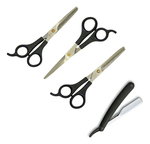 Kit 3 Tijeras Corte + Pulir + Entresacar + Navaja 5.5