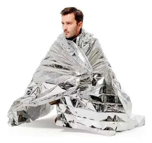 Bolsa De Dormir De Emergencia Vivac Saco Cobertor Plateado - Image 2