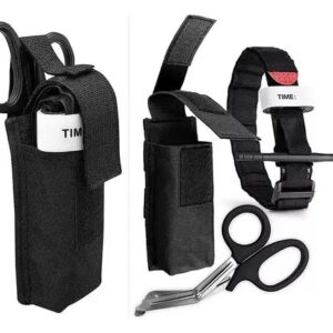 Kit Emergencia Torniquete + Tijeras De Trauma + Funda Tactic Negro