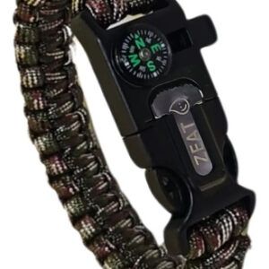 Pulsera Cuerda De Supervivencia 5 En1 Pedernal Brujula Color Verde